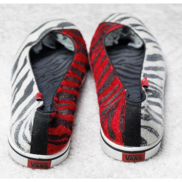 Vans Caliente Zebra Print Slip on Red Black White Sneakers Ballet Womens 10.5 - Picture 4 of 16